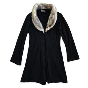 Y2k Morgan De Toi Cardigan Sweater Faux Fur Black Whimsigoth Euro - Small